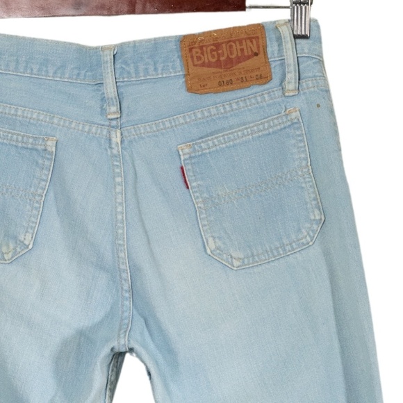 BIG JOHN Vintage Japanese Denim Flared Leg Jeans Size 29 70s Disco Light Wash - Picture 4 of 9